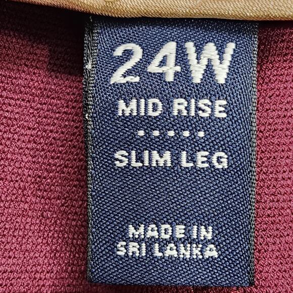Lands End Pants Womens 24W Red Burgundy Pull On Front Seam Mid Rise Slim Leg - Picture 5 of 13